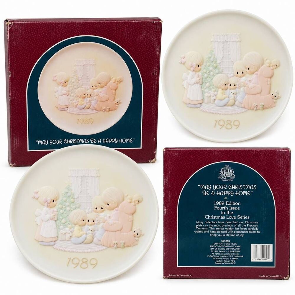 Precious Moments 1989 8.5in Happy Home Christmas Plate